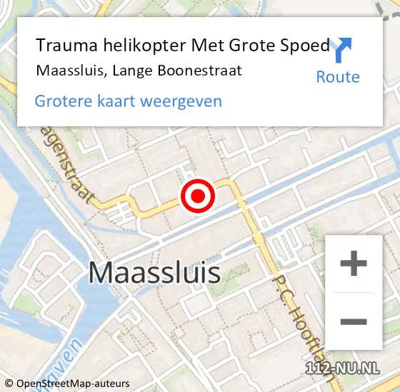 Locatie op kaart van de 112 melding: Trauma helikopter Met Grote Spoed Naar Maassluis, Lange Boonestraat op 24 februari 2022 15:36