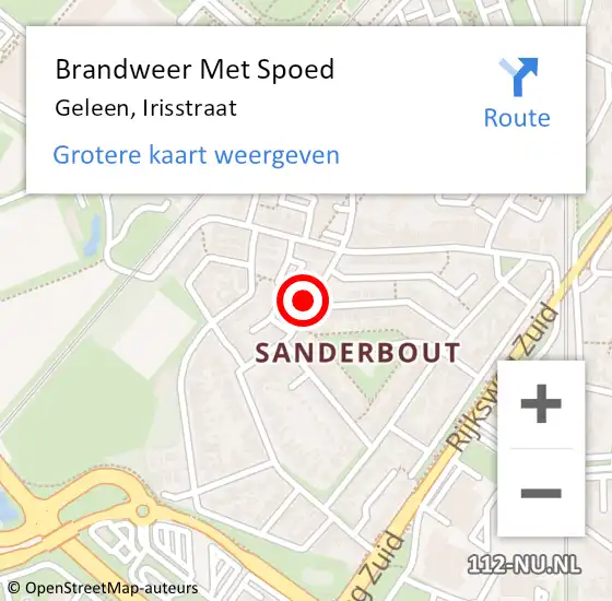 Locatie op kaart van de 112 melding: Brandweer Met Spoed Naar Geleen, Irisstraat op 24 februari 2022 15:37