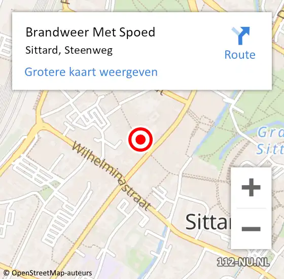 Locatie op kaart van de 112 melding: Brandweer Met Spoed Naar Sittard, Steenweg op 24 februari 2022 15:42