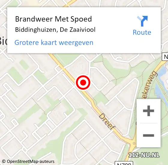 Locatie op kaart van de 112 melding: Brandweer Met Spoed Naar Biddinghuizen, De Zaaiviool op 24 februari 2022 15:50