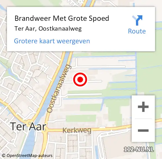 Locatie op kaart van de 112 melding: Brandweer Met Grote Spoed Naar Ter Aar, Oostkanaalweg op 9 juli 2014 13:25