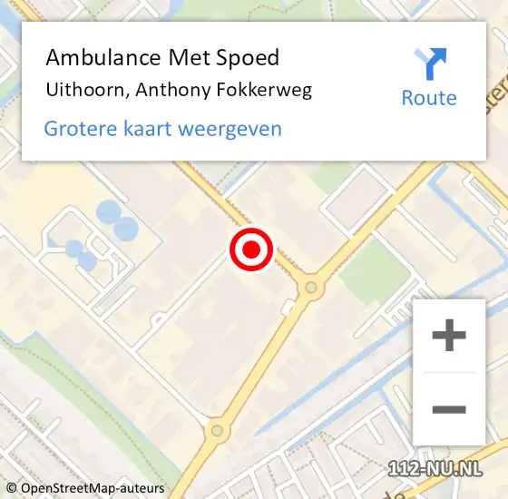 Locatie op kaart van de 112 melding: Ambulance Met Spoed Naar Uithoorn, Anthony Fokkerweg op 24 februari 2022 15:56