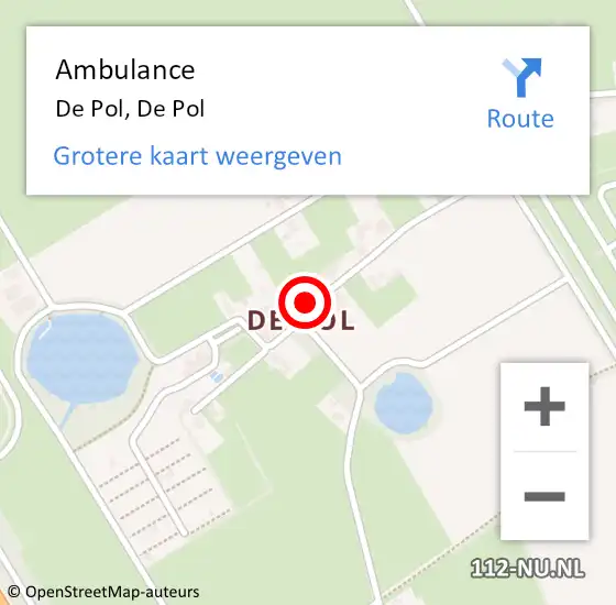 Locatie op kaart van de 112 melding: Ambulance De Pol, De Pol op 24 februari 2022 16:03