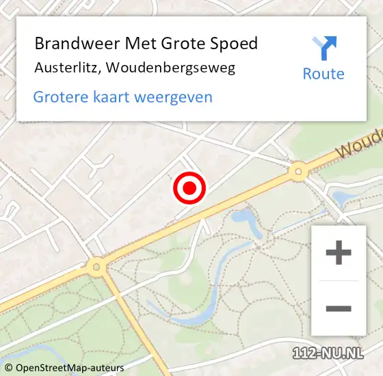 Locatie op kaart van de 112 melding: Brandweer Met Grote Spoed Naar Austerlitz, Woudenbergseweg op 24 februari 2022 16:07