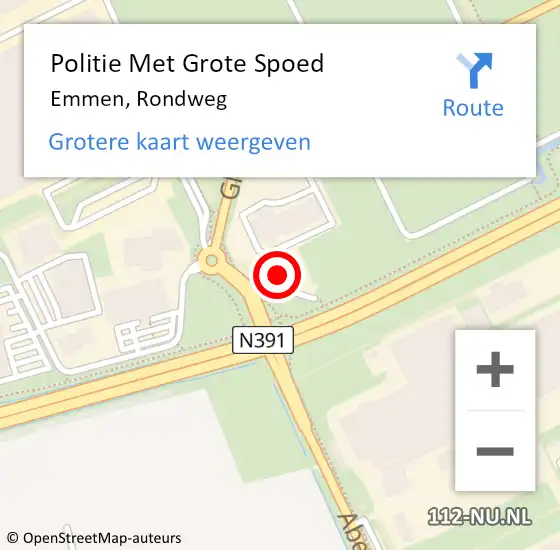 Locatie op kaart van de 112 melding: Politie Met Grote Spoed Naar Emmen, Rondweg op 24 februari 2022 16:07