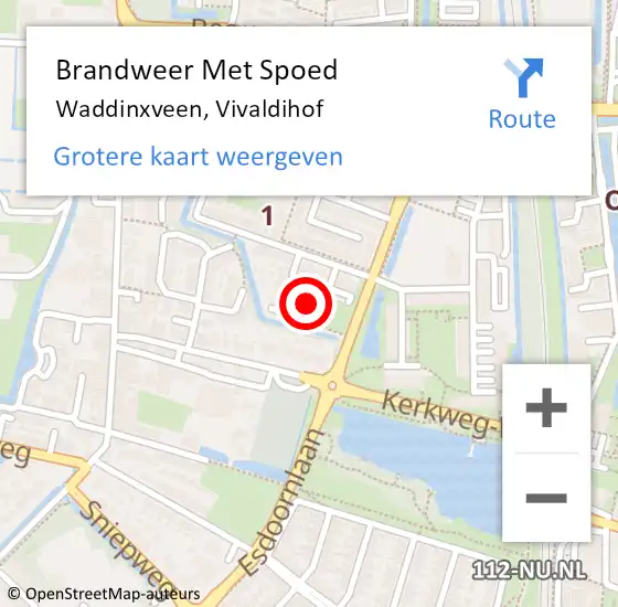 Locatie op kaart van de 112 melding: Brandweer Met Spoed Naar Waddinxveen, Vivaldihof op 24 februari 2022 16:07