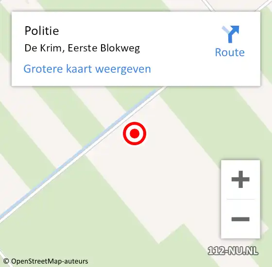 Locatie op kaart van de 112 melding: Politie De Krim, Eerste Blokweg op 24 februari 2022 16:14