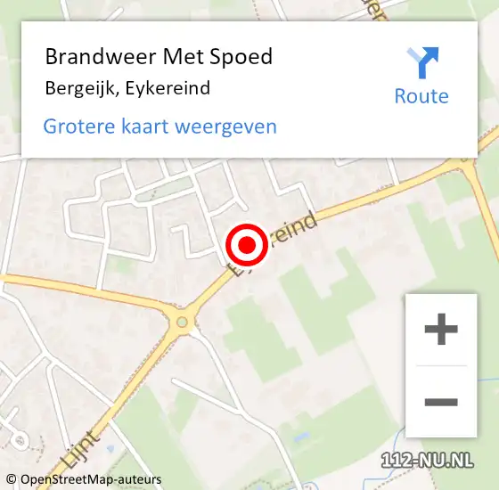 Locatie op kaart van de 112 melding: Brandweer Met Spoed Naar Bergeijk, Eykereind op 24 februari 2022 16:17