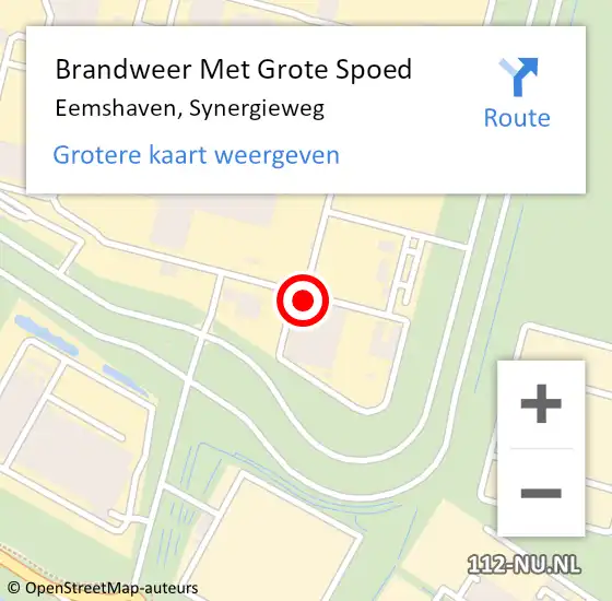 Locatie op kaart van de 112 melding: Brandweer Met Grote Spoed Naar Eemshaven, Synergieweg op 24 februari 2022 16:29