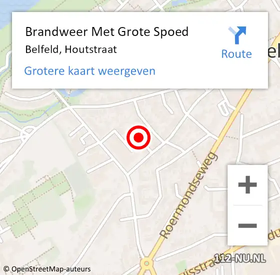 Locatie op kaart van de 112 melding: Brandweer Met Grote Spoed Naar Belfeld, Houtstraat op 24 februari 2022 16:31