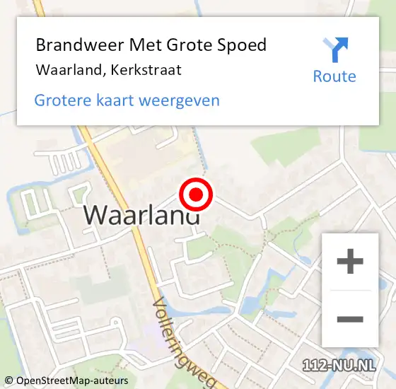 Locatie op kaart van de 112 melding: Brandweer Met Grote Spoed Naar Waarland, Kerkstraat op 24 februari 2022 16:44