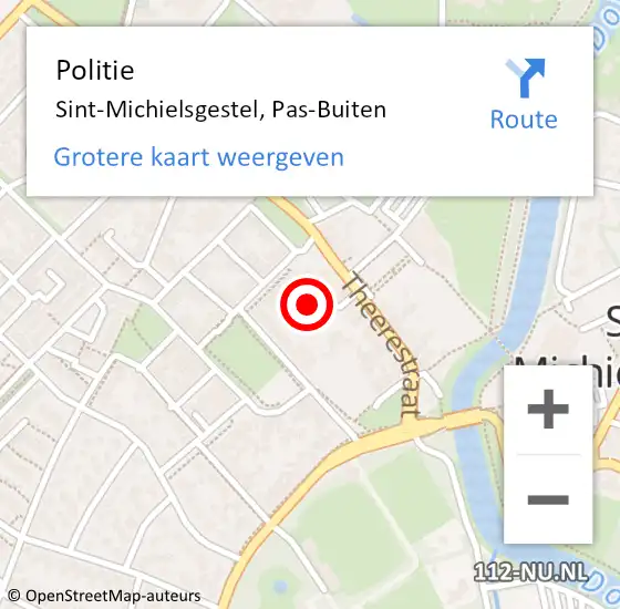 Locatie op kaart van de 112 melding: Politie Sint-Michielsgestel, Pas-Buiten op 24 februari 2022 16:48