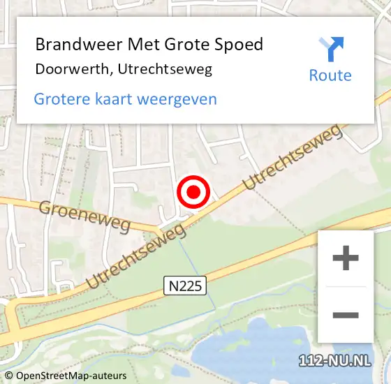 Locatie op kaart van de 112 melding: Brandweer Met Grote Spoed Naar Doorwerth, Utrechtseweg op 24 februari 2022 16:55