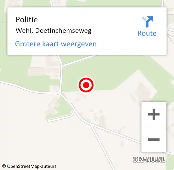 Locatie op kaart van de 112 melding: Politie Wehl, Doetinchemseweg op 24 februari 2022 16:59