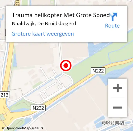 Locatie op kaart van de 112 melding: Trauma helikopter Met Grote Spoed Naar Naaldwijk, De Bruidsbogerd op 24 februari 2022 17:07