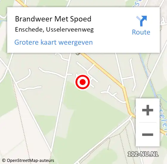 Locatie op kaart van de 112 melding: Brandweer Met Spoed Naar Enschede, Usselerveenweg op 24 februari 2022 17:09