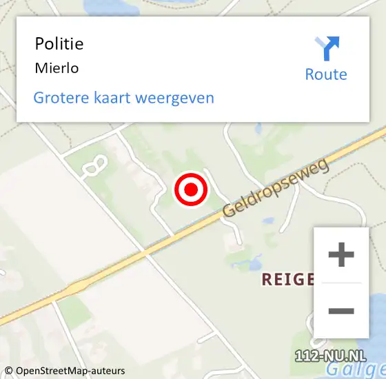 Locatie op kaart van de 112 melding: Politie Mierlo op 24 februari 2022 17:11