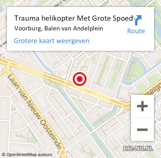 Locatie op kaart van de 112 melding: Trauma helikopter Met Grote Spoed Naar Voorburg, Balen van Andelplein op 24 februari 2022 17:34