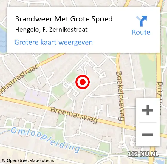 Locatie op kaart van de 112 melding: Brandweer Met Grote Spoed Naar Hengelo, F. Zernikestraat op 24 februari 2022 17:55