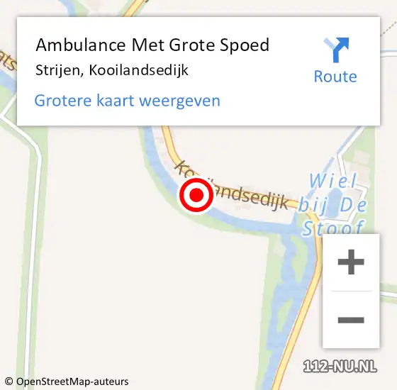 Locatie op kaart van de 112 melding: Ambulance Met Grote Spoed Naar Strijen, Kooilandsedijk op 24 februari 2022 18:09