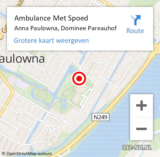 Locatie op kaart van de 112 melding: Ambulance Met Spoed Naar Anna Paulowna, Dominee Pareauhof op 24 februari 2022 18:23