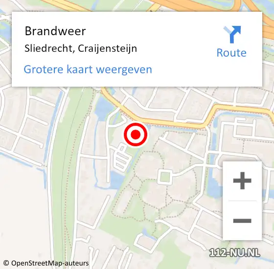 Locatie op kaart van de 112 melding: Brandweer Sliedrecht, Craijensteijn op 24 februari 2022 18:28