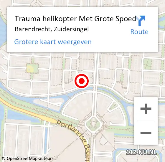 Locatie op kaart van de 112 melding: Trauma helikopter Met Grote Spoed Naar Barendrecht, Zuidersingel op 24 februari 2022 19:08