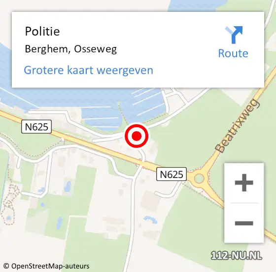 Locatie op kaart van de 112 melding: Politie Berghem, Osseweg op 24 februari 2022 19:11