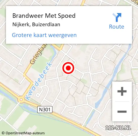 Locatie op kaart van de 112 melding: Brandweer Met Spoed Naar Nijkerk, Buizerdlaan op 24 februari 2022 19:20