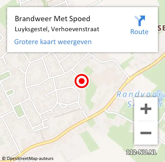 Locatie op kaart van de 112 melding: Brandweer Met Spoed Naar Luyksgestel, Verhoevenstraat op 24 februari 2022 19:26