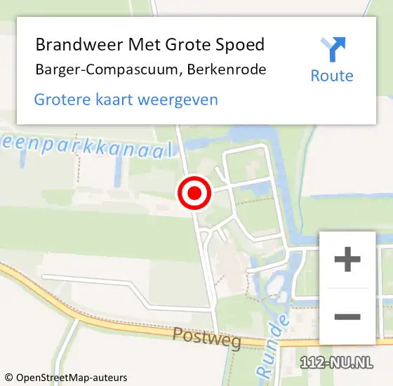 Locatie op kaart van de 112 melding: Brandweer Met Grote Spoed Naar Barger-Compascuum, Berkenrode op 24 februari 2022 19:26
