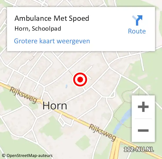 Locatie op kaart van de 112 melding: Ambulance Met Spoed Naar Horn, Schoolpad op 24 februari 2022 19:28