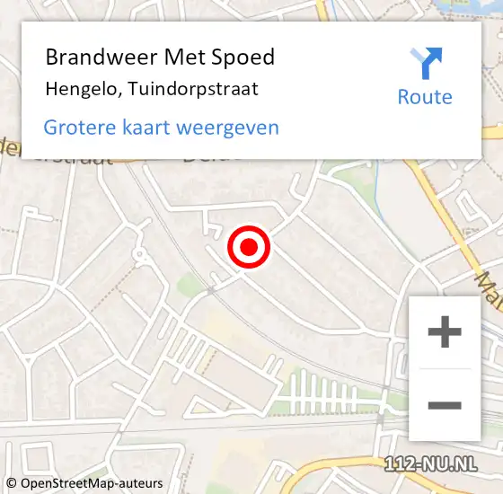 Locatie op kaart van de 112 melding: Brandweer Met Spoed Naar Hengelo, Tuindorpstraat op 24 februari 2022 19:38