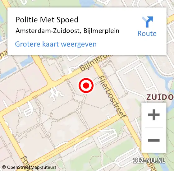 Locatie op kaart van de 112 melding: Politie Met Spoed Naar Amsterdam-Zuidoost, Bijlmerplein op 24 februari 2022 19:39