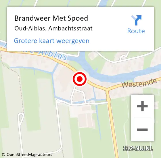 Locatie op kaart van de 112 melding: Brandweer Met Spoed Naar Oud-Alblas, Ambachtsstraat op 24 februari 2022 19:42