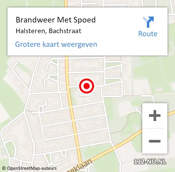 Locatie op kaart van de 112 melding: Brandweer Met Spoed Naar Halsteren, Bachstraat op 24 februari 2022 19:54