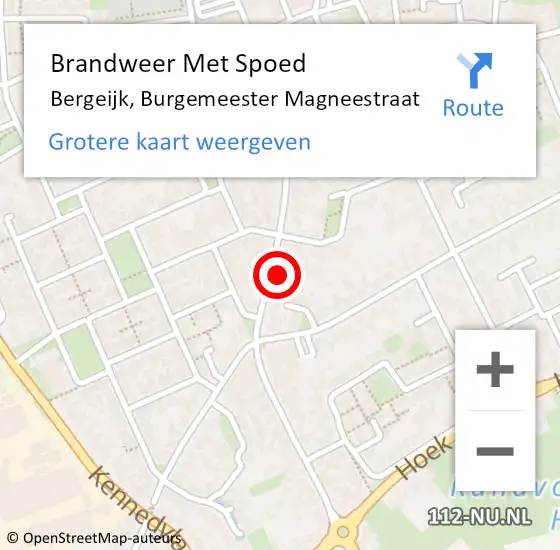 Locatie op kaart van de 112 melding: Brandweer Met Spoed Naar Bergeijk, Burgemeester Magneestraat op 24 februari 2022 19:56