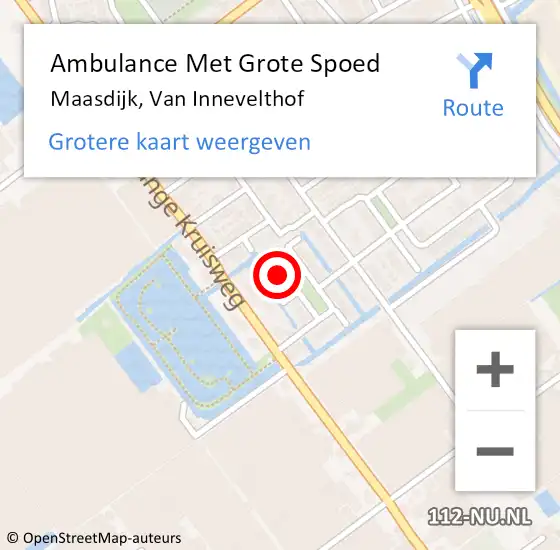 Locatie op kaart van de 112 melding: Ambulance Met Grote Spoed Naar Maasdijk, Van Innevelthof op 24 februari 2022 20:07