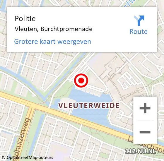 Locatie op kaart van de 112 melding: Politie Vleuten, Burchtpromenade op 24 februari 2022 20:14