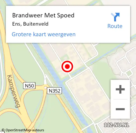 Locatie op kaart van de 112 melding: Brandweer Met Spoed Naar Ens, Buitenveld op 24 februari 2022 20:22