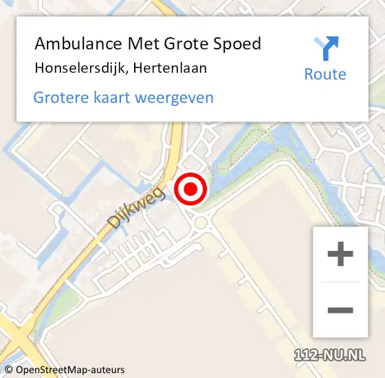 Locatie op kaart van de 112 melding: Ambulance Met Grote Spoed Naar Honselersdijk, Hertenlaan op 24 februari 2022 20:32