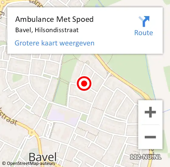 Locatie op kaart van de 112 melding: Ambulance Met Spoed Naar Bavel, Hilsondisstraat op 9 juli 2014 13:44