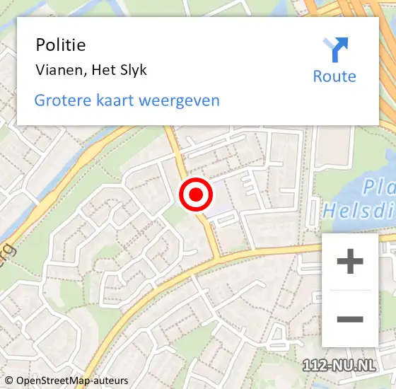 Locatie op kaart van de 112 melding: Politie Vianen, Het Slyk op 24 februari 2022 20:56