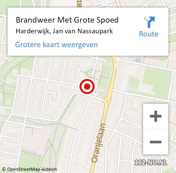 Locatie op kaart van de 112 melding: Brandweer Met Grote Spoed Naar Harderwijk, Jan van Nassaupark op 24 februari 2022 21:07