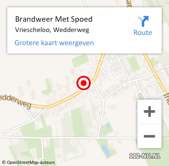 Locatie op kaart van de 112 melding: Brandweer Met Spoed Naar Vriescheloo, Wedderweg op 24 februari 2022 21:08