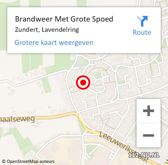 Locatie op kaart van de 112 melding: Brandweer Met Grote Spoed Naar Zundert, Lavendelring op 24 februari 2022 21:09