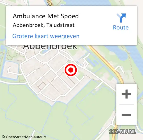 Locatie op kaart van de 112 melding: Ambulance Met Spoed Naar Abbenbroek, Taludstraat op 24 februari 2022 21:10