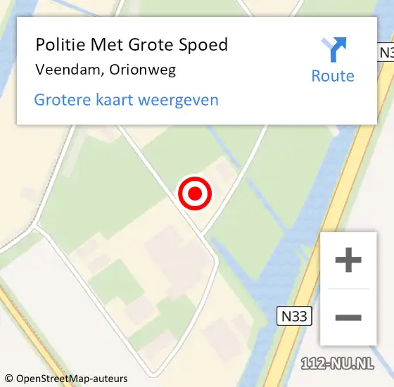 Locatie op kaart van de 112 melding: Politie Met Grote Spoed Naar Veendam, Orionweg op 24 februari 2022 21:13