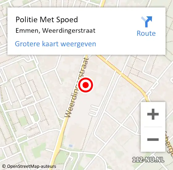 Locatie op kaart van de 112 melding: Politie Met Spoed Naar Emmen, Weerdingerstraat op 24 februari 2022 21:14