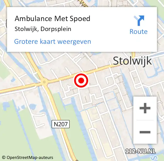 Locatie op kaart van de 112 melding: Ambulance Met Spoed Naar Stolwijk, Dorpsplein op 24 februari 2022 21:18